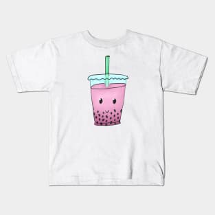 Cute Bubble Tea (Pink) Kids T-Shirt